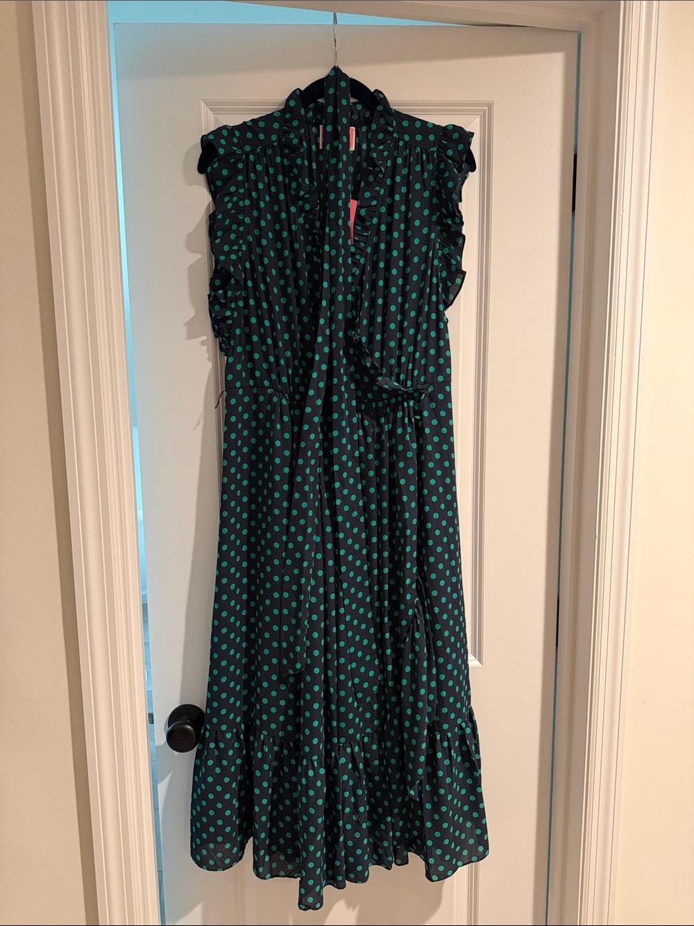 kate spade Black Midi Dress with Green Polka Dots